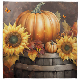 Thanksgiving Sunflowers Fall Foliage Cloth Napkin
