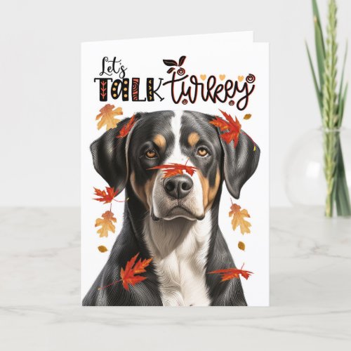 Thanksgiving Swiss Mountain Dog Lets Talk Turkey Holiday Card