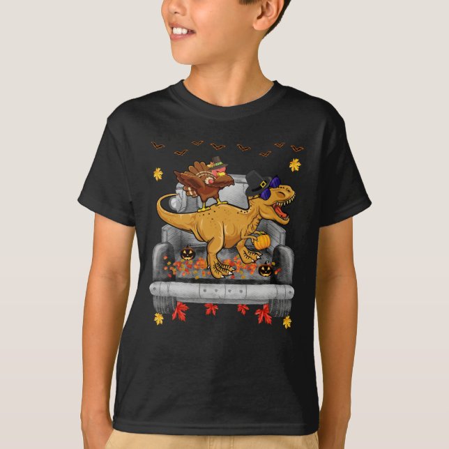Thanksgiving T Rex Dinosaur Turkey Costume Kids Gi T-Shirt (Front)