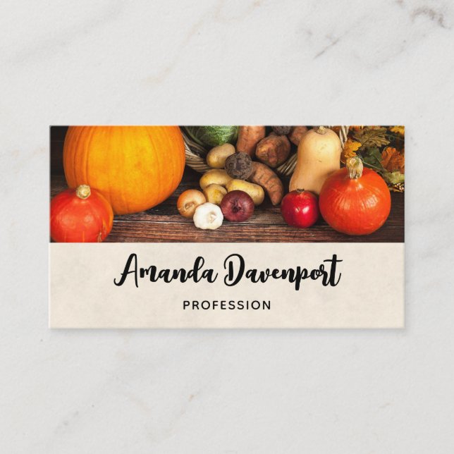 Thanksgiving Table Bountiful Harvest Business Card (Front)