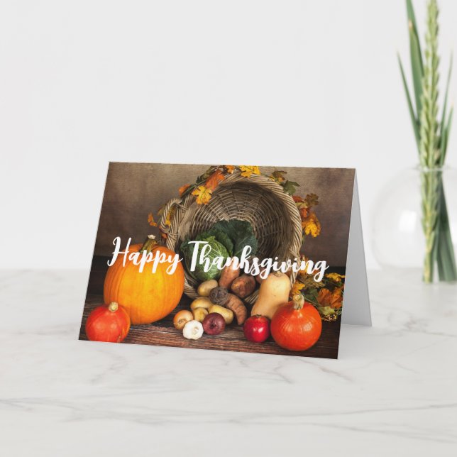 Thanksgiving Table Bountiful Harvest Card (Front)