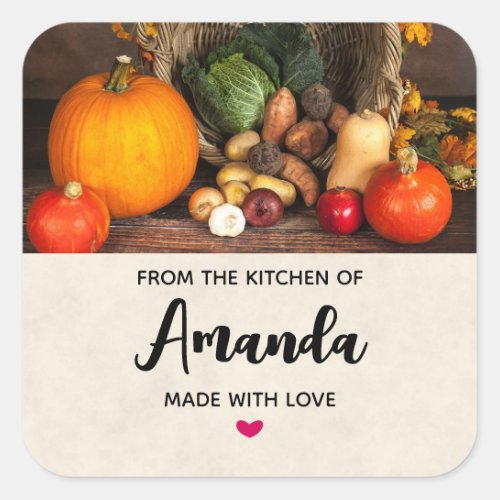 Thanksgiving Table Bountiful Harvest Kitchen Square Sticker