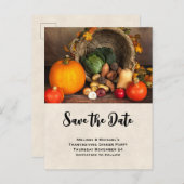 Thanksgiving Table Bountiful Harvest Save the Date Invitation Postcard (Front/Back)