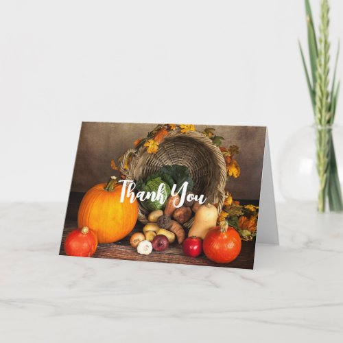 Thanksgiving Table Bountiful Harvest Thank You Card