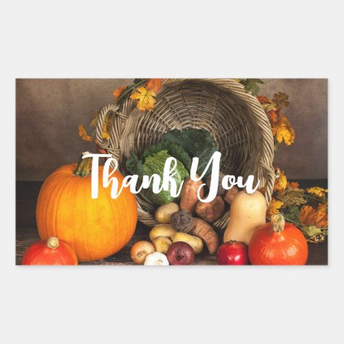 Thanksgiving Table Bountiful Harvest Thank You Rectangular Sticker