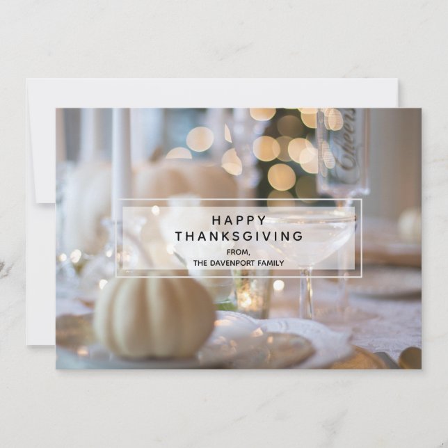 Thanksgiving Table Elegant Place Setting Photo Holiday Card (Front)