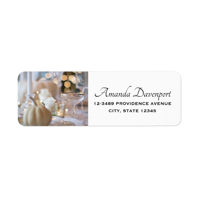 Thanksgiving Table Elegant Place Setting Photo Label (Front)