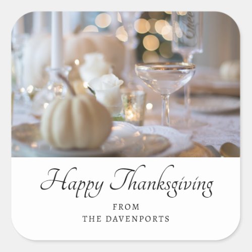 Thanksgiving Table Elegant Place Setting Photo Square Sticker