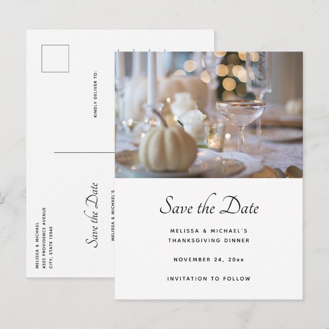 Thanksgiving Table Elegant Setting Save the Date Invitation Postcard (Front/Back)