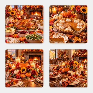 Thanksgiving Table Harvest Coaster Set