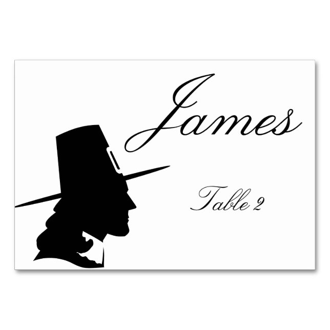 Thanksgiving Table Place Cards - Pilgrim (Front)