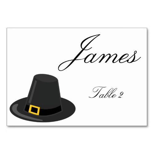 Thanksgiving Table Place Cards With Pilgrim Hat