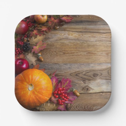 Thanksgiving Table Rustic Wood Paper Plates