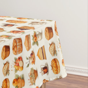 Thanksgiving Tablecloth Decor – Bread, Pie & Coffe