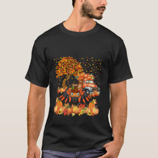 Thanksgiving Tarantula With Fall Pumpkins Sunflowe T-Shirt