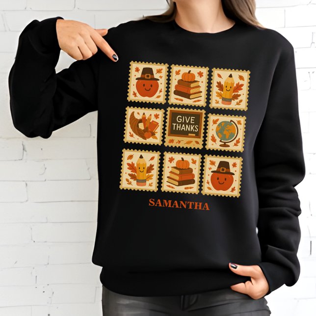 Thanksgiving Teacher Stamp Collage | Cozy Fall Sweatshirt (Creator Uploaded)