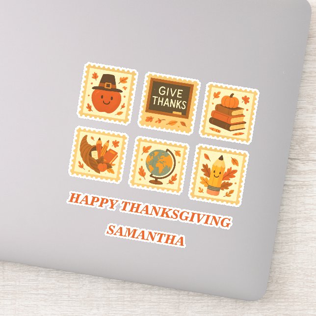 Thanksgiving Teacher Stamp Collage | Festive Fall Sticker (Detail)