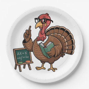 Thanksgiving Teacher Turkey Educated Gobbler Paper Plates