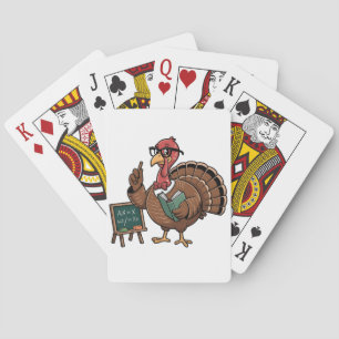 Thanksgiving Teacher Turkey Educated Gobbler Poker Cards