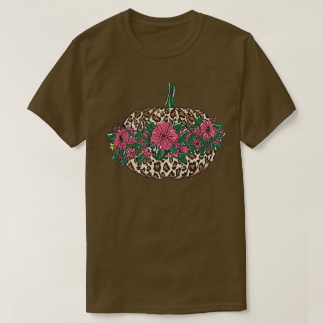 Thanksgiving Tee, Happy Fall Yall Leopard Print Pu T-Shirt (Design Front)
