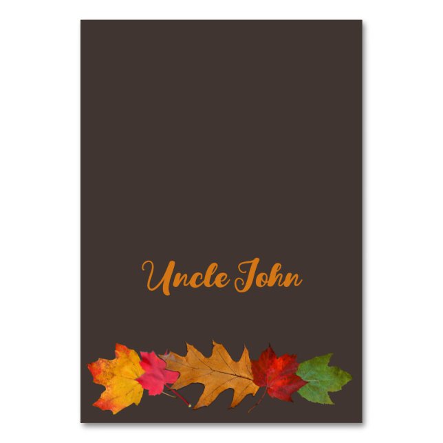 Thanksgiving Tented Place Cards With Name (Front)