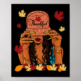 Thanksgiving Thankful Afro African American Autumn Poster
