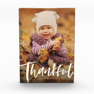 Thanksgiving thankful brush script modern photo bl block