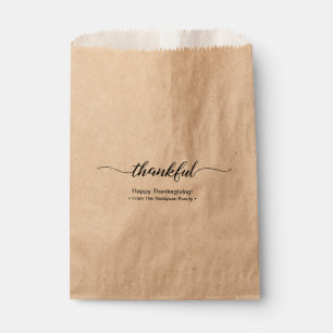 Thanksgiving Thankful Elegant Script Favor Bag