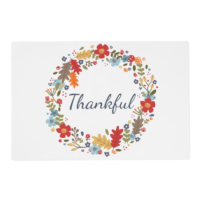 Thanksgiving Thankful Fall Holiday Home Decor  Placemat (Front)