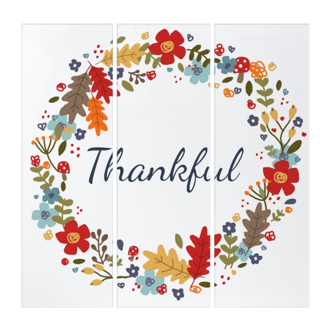 Thanksgiving Thankful Fall Wreath Kitchen Wall Art (Front)