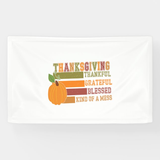 Thanksgiving Thankful Grateful Blessed Banner (Horizontal)