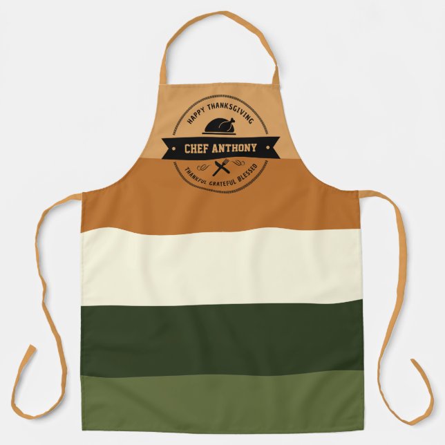 Thanksgiving Thankful Grateful Blessed Name Apron (Front)