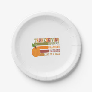 Thanksgiving Thankful Grateful Blessed Paper Plates