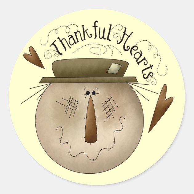 Thanksgiving Thankful Hearts Round Stickers