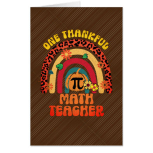 Thanksgiving, Thankful Math Teacher, Retro Rainbow Card