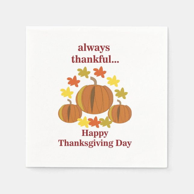 Thanksgiving Thankful Pumpkin Autumn  Napkins (Front)