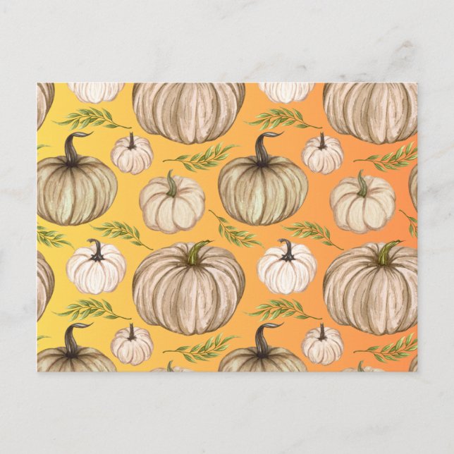 Thanksgiving thankful pumpkin patch fall pumpkins postcard (Front)