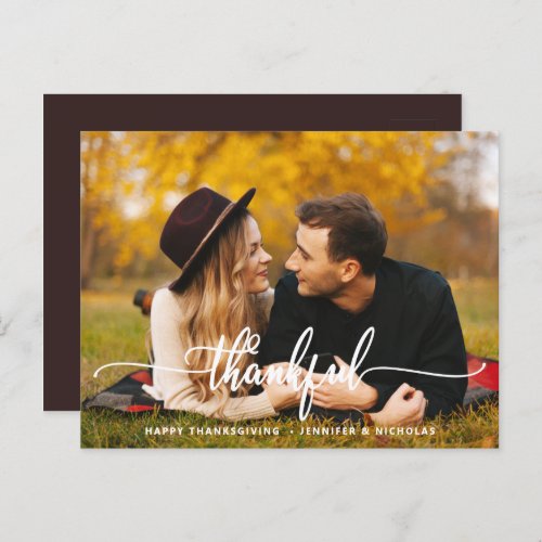 Thanksgiving Thankful Script Photo Postcard