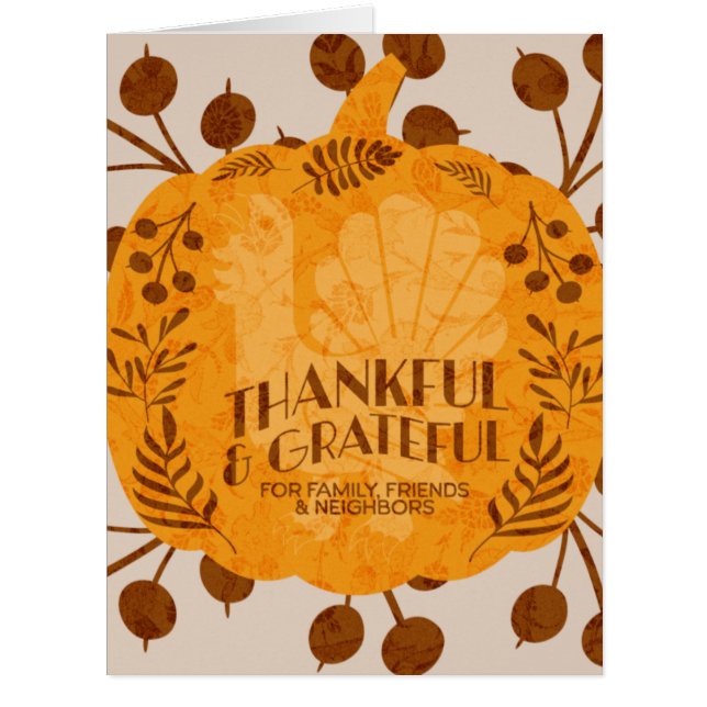 Thanksgiving Thankful Turkey Pumpkin Card (Front)