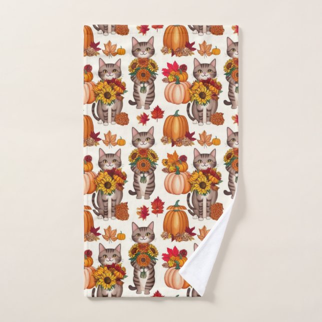 Thanksgiving themed for cat lovers hand towel  (Hand Towel)