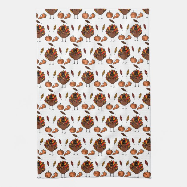 Thanksgiving Themed Kitchen Towel (white) (Vertical)