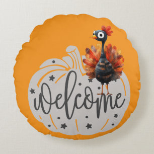 Thanksgiving Themed Throw Pillow with Turkey