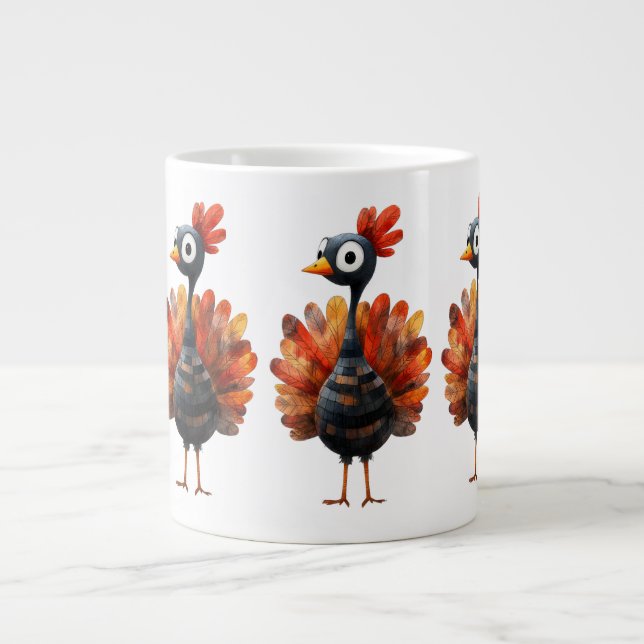 Thanksgiving Themed with turkey  Giant Coffee Mug (Front)
