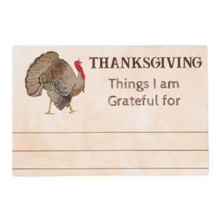 Thanksgiving Things I am Thankful for Placemat