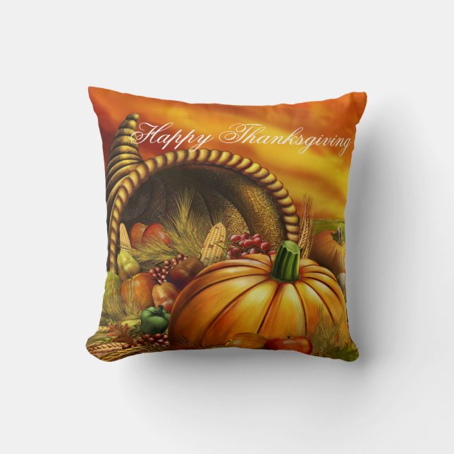 Thanksgiving Throw Pillow/Fall Harvest Pillow (Front)