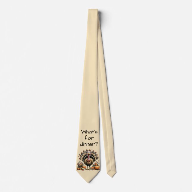 Thanksgiving Tie: What's for dinner? Quirky Turkey Neck Tie (Front)
