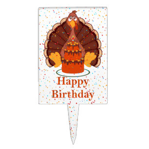 Thanksgiving Time Happy Birthday Cake Topper