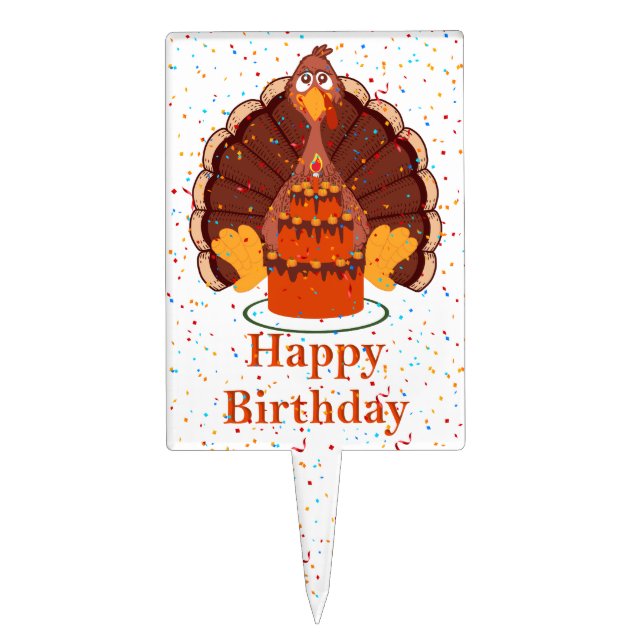Thanksgiving Time Happy Birthday Cake Topper (Front)