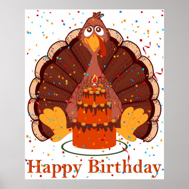 Thanksgiving Time Happy Birthday Poster (Front)