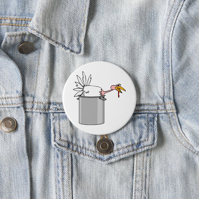 Thanksgiving Tired Turkey in Cooking Pot Humor  Button (Creator Uploaded)